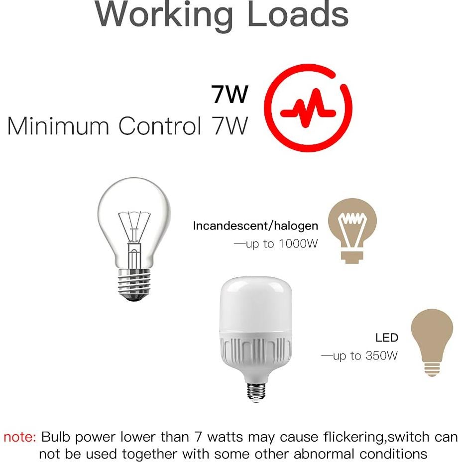 Interruptor de Luz Inteligente WiFi MOES 2da Gen Sin Neutro 7W