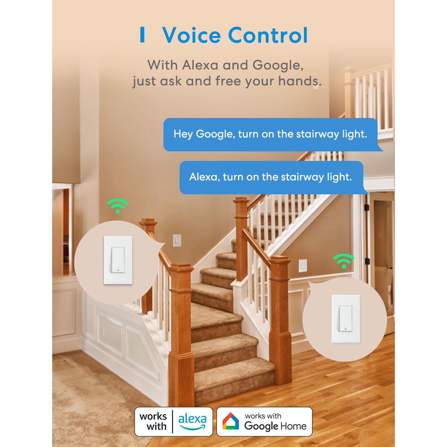 Interruptor Inteligente Meross 3 Vías 4 Pack HomeKit Alexa