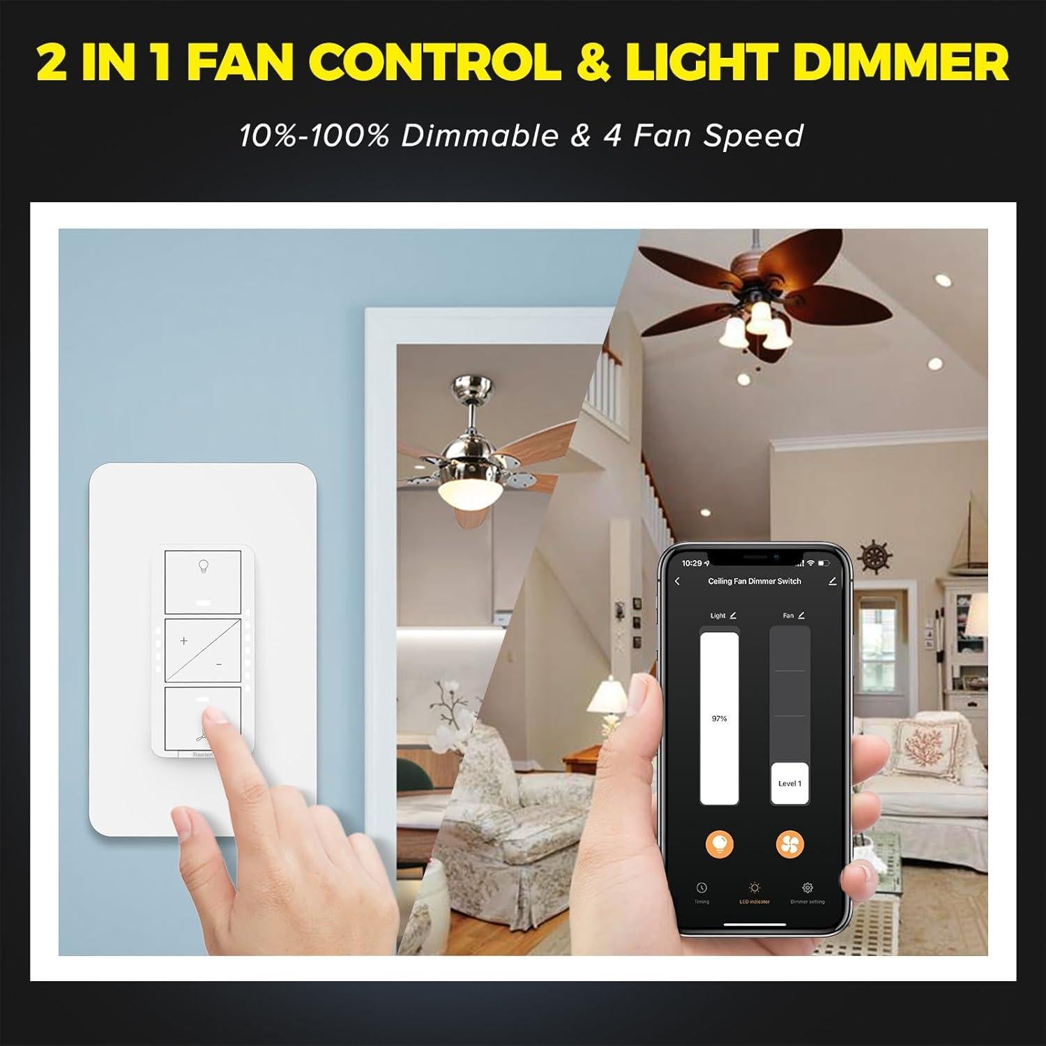 Interruptor Inteligente de Ventilador y Luz Lightinginside LID01
