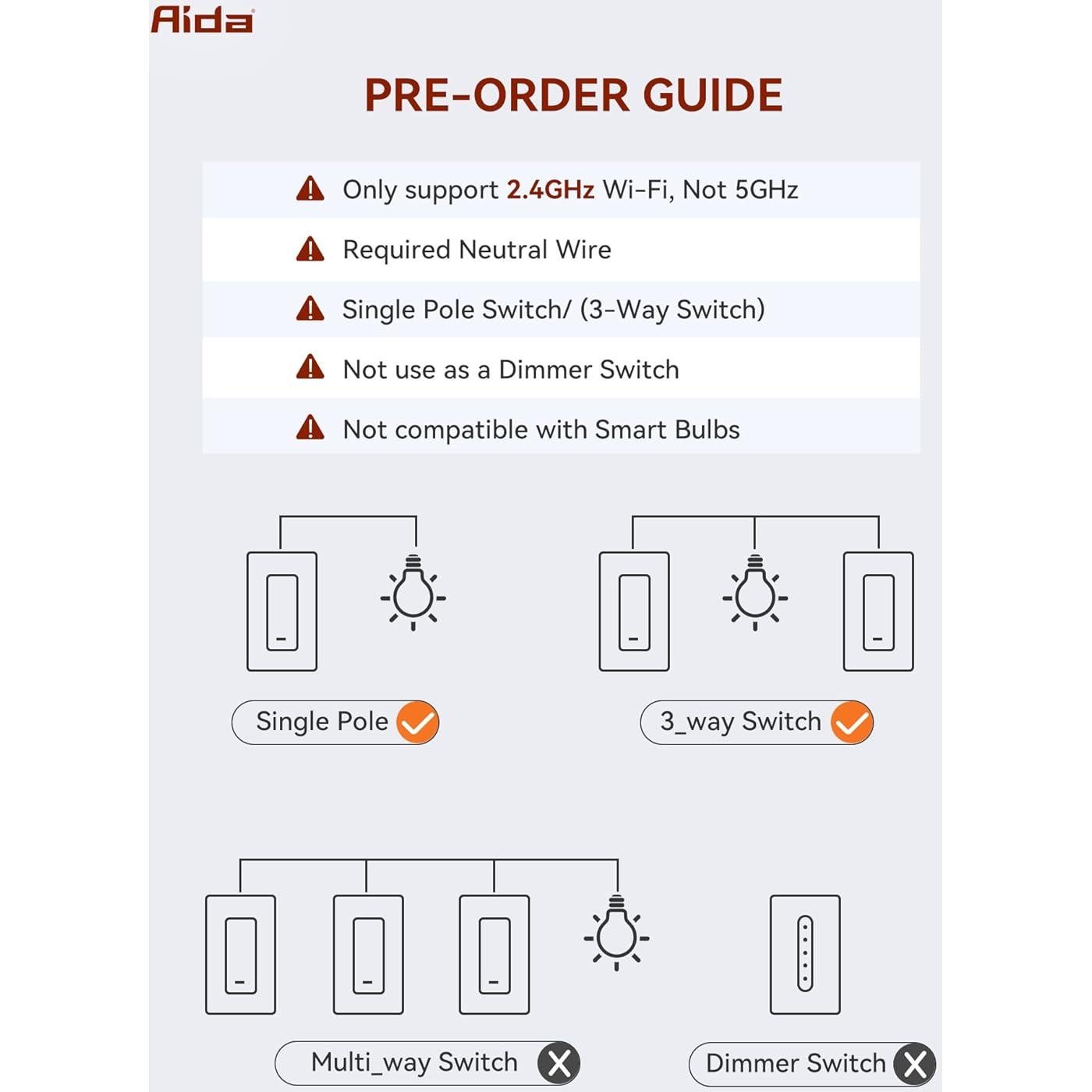 Interruptor de Luz Inteligente AIDA WiFi 3 Vías Blanco - Paquete de 3