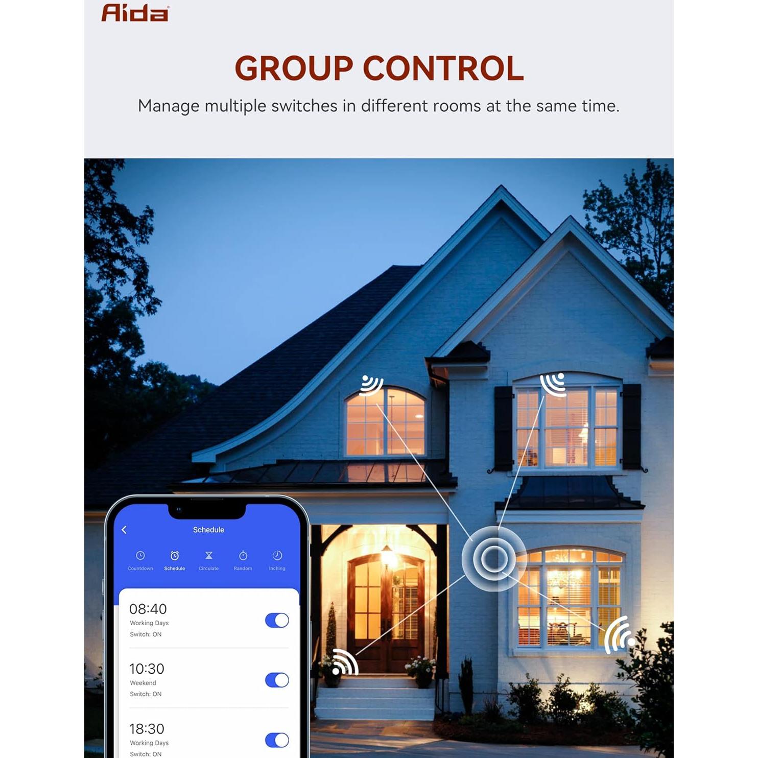 Interruptor de Luz Inteligente AIDA WiFi 3 Vías Blanco - Paquete de 3