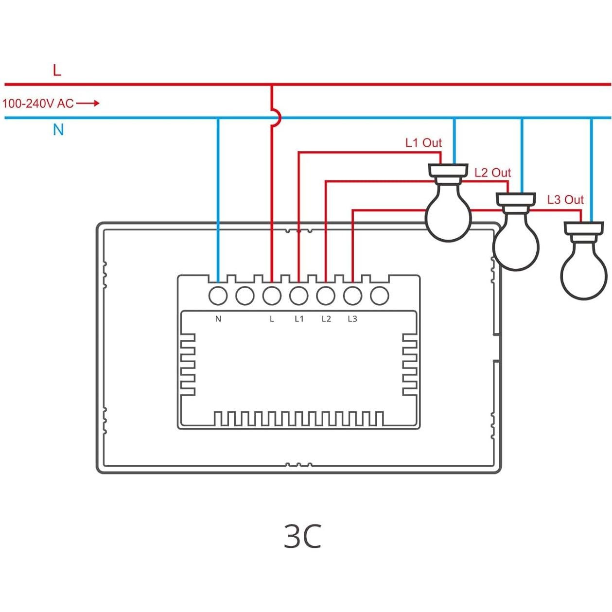 Interruptor de Luz Inteligente SONOFF T2 1 Gang WiFi 2.4GHz