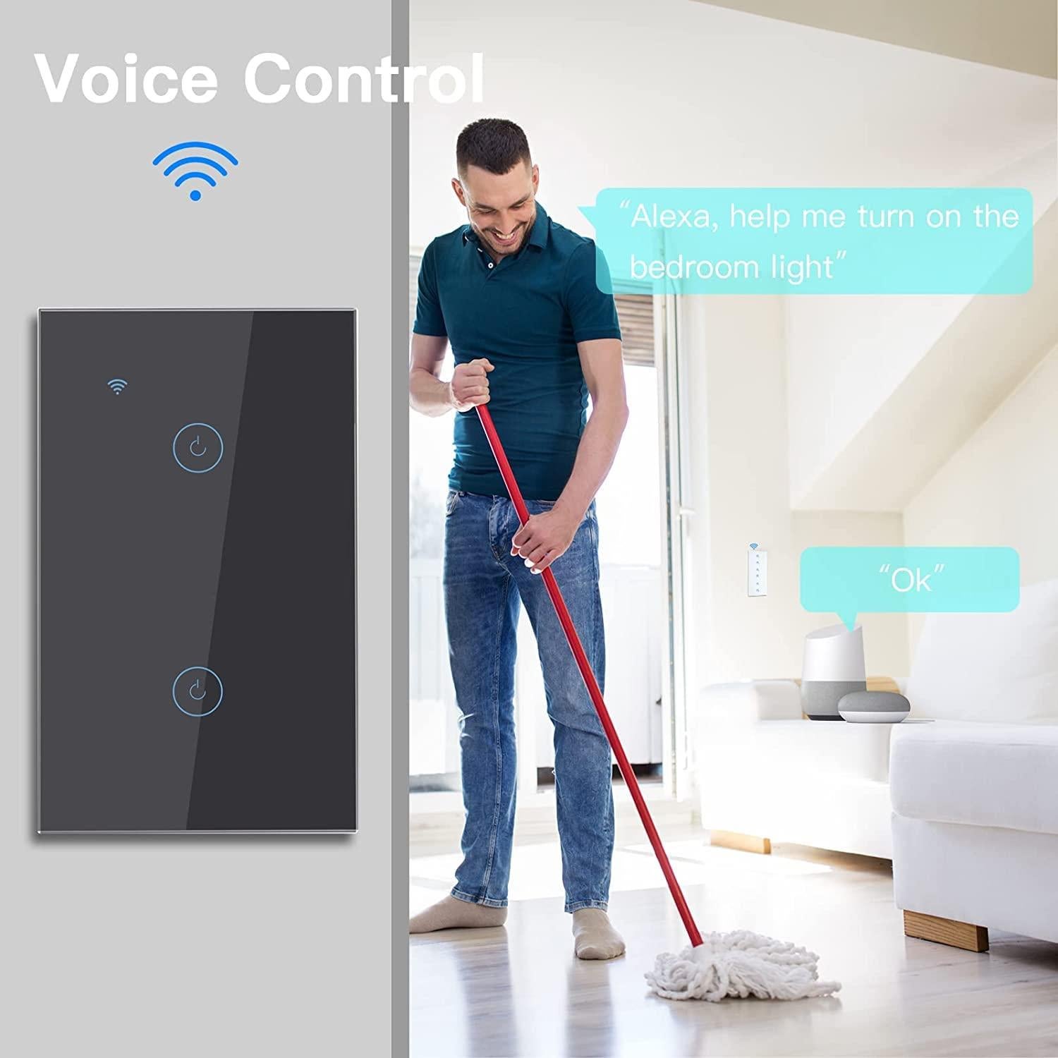 Interruptor de Luz Inteligente BSEED 2 Gang WiFi Negro