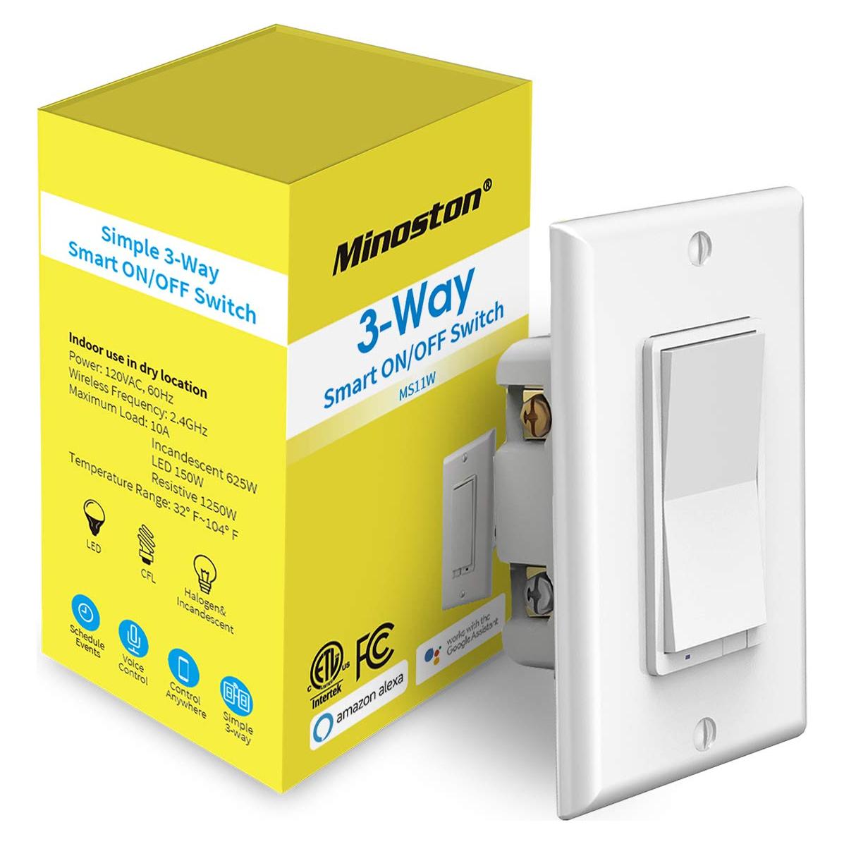 Interruptor de Luz Inteligente Minoston MS11W Wi-Fi 2.4Ghz