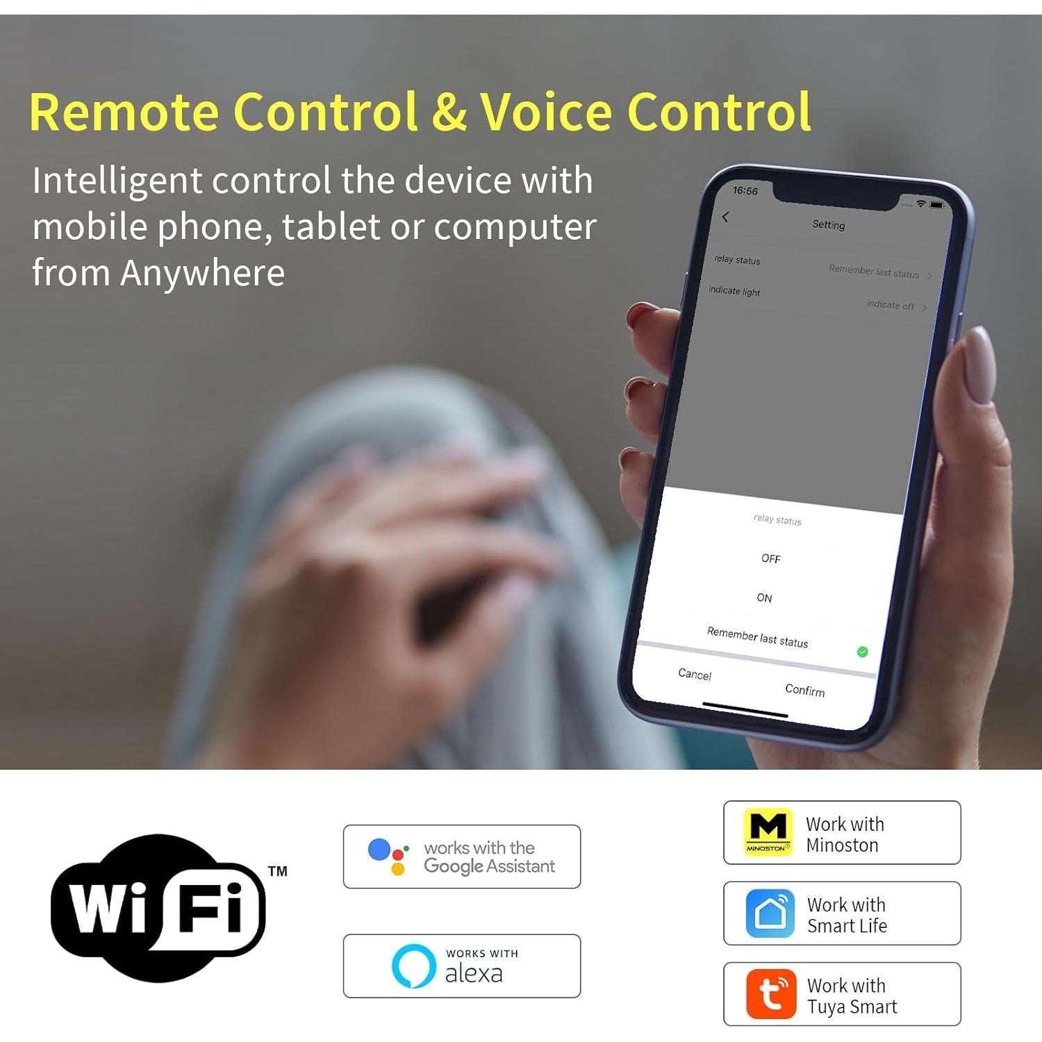 Interruptor de Luz Inteligente Minoston MS11W Wi-Fi 2.4Ghz