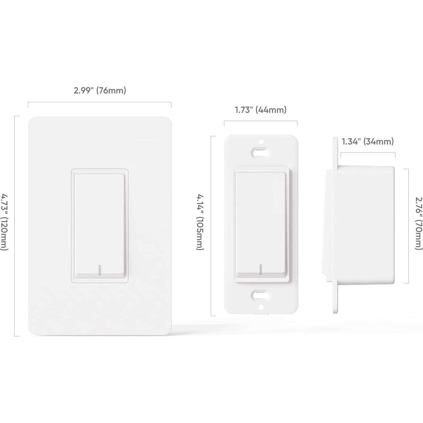 Interruptor Inteligente TREATLIFE 3 Vías WiFi 2.4GHz Paquete de 4