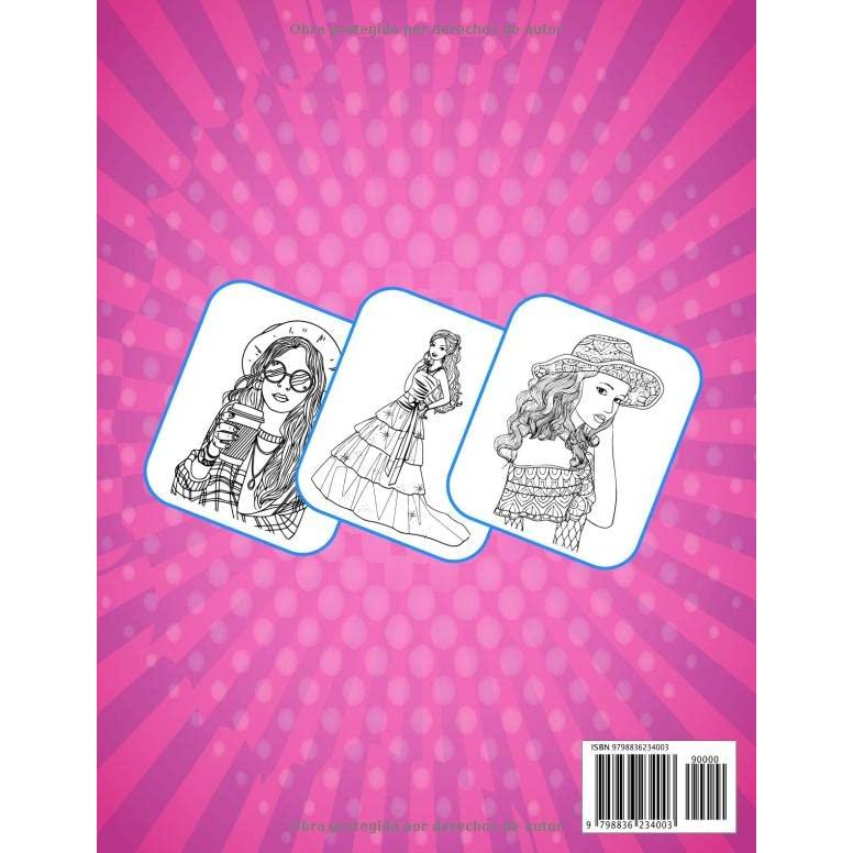 Libro para colorear de moda para niñas de 8 a 12 años: Libro para colorear de belleza y diseño de moda para niños, niñas y adolescentes (Libros para colorear para niños) (Spanish Edition)