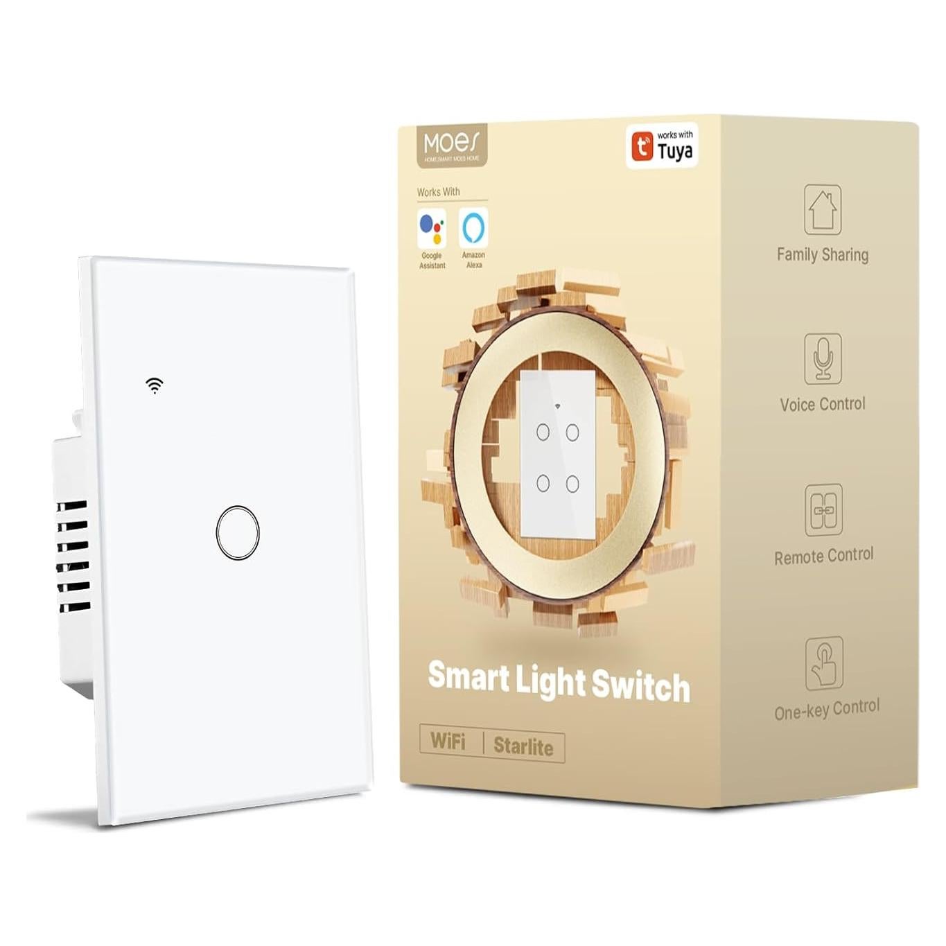 Interruptor de Pared Táctil Inteligente MOES 1 Gang Blanco 110V