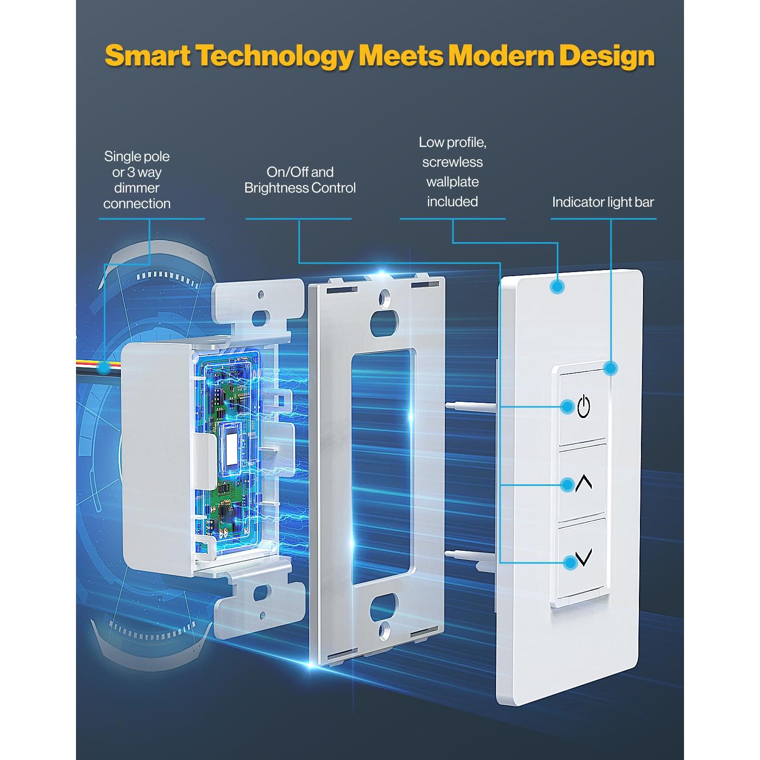 Interruptor de Atenuación Inteligente Sunco 4 Pack 150W LED