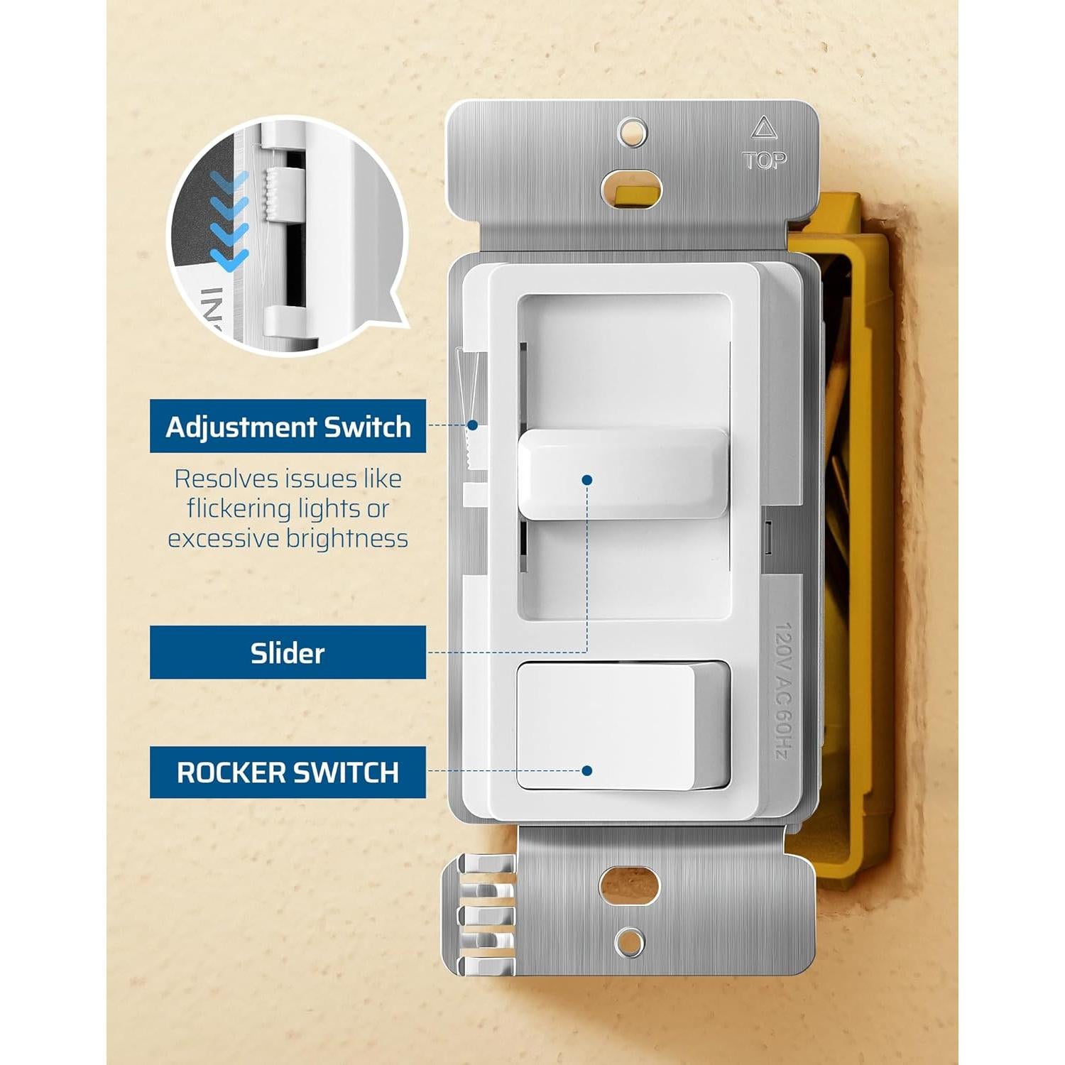 Interruptor Regulador Dewenwils para Luces LED 150W/600W Blanco - 2 Paquetes
