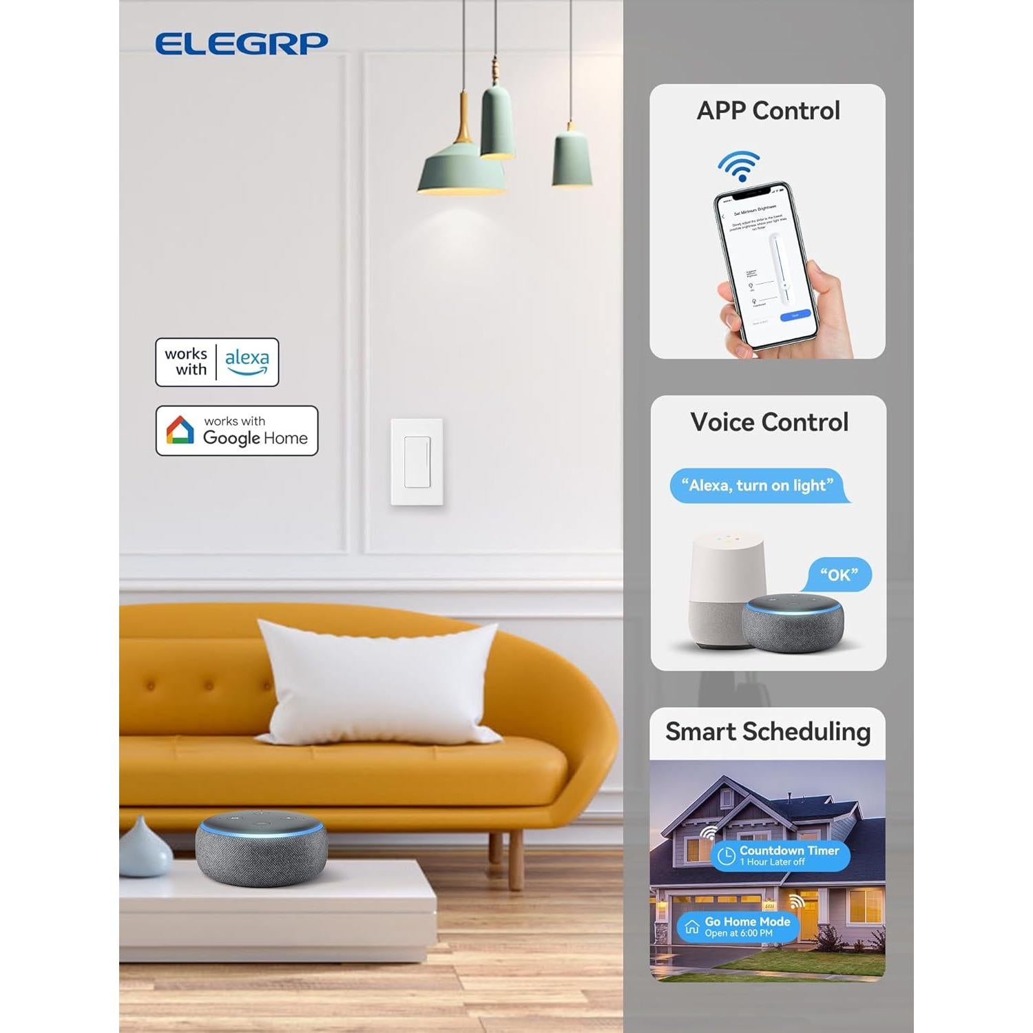 Interruptor Regulador Inteligente ELEGRP DTR30 Wi-Fi 10 Unidades