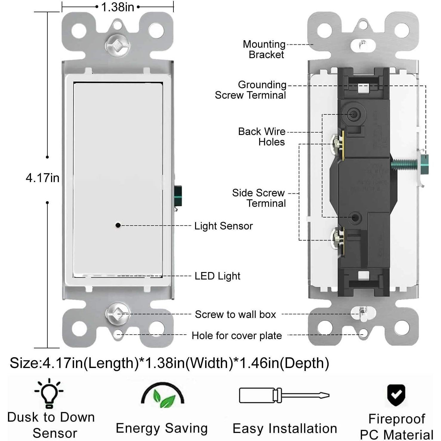 Paquete de 10 Interruptores de Luz SOZULAMP con Luz Nocturna LED 15A
