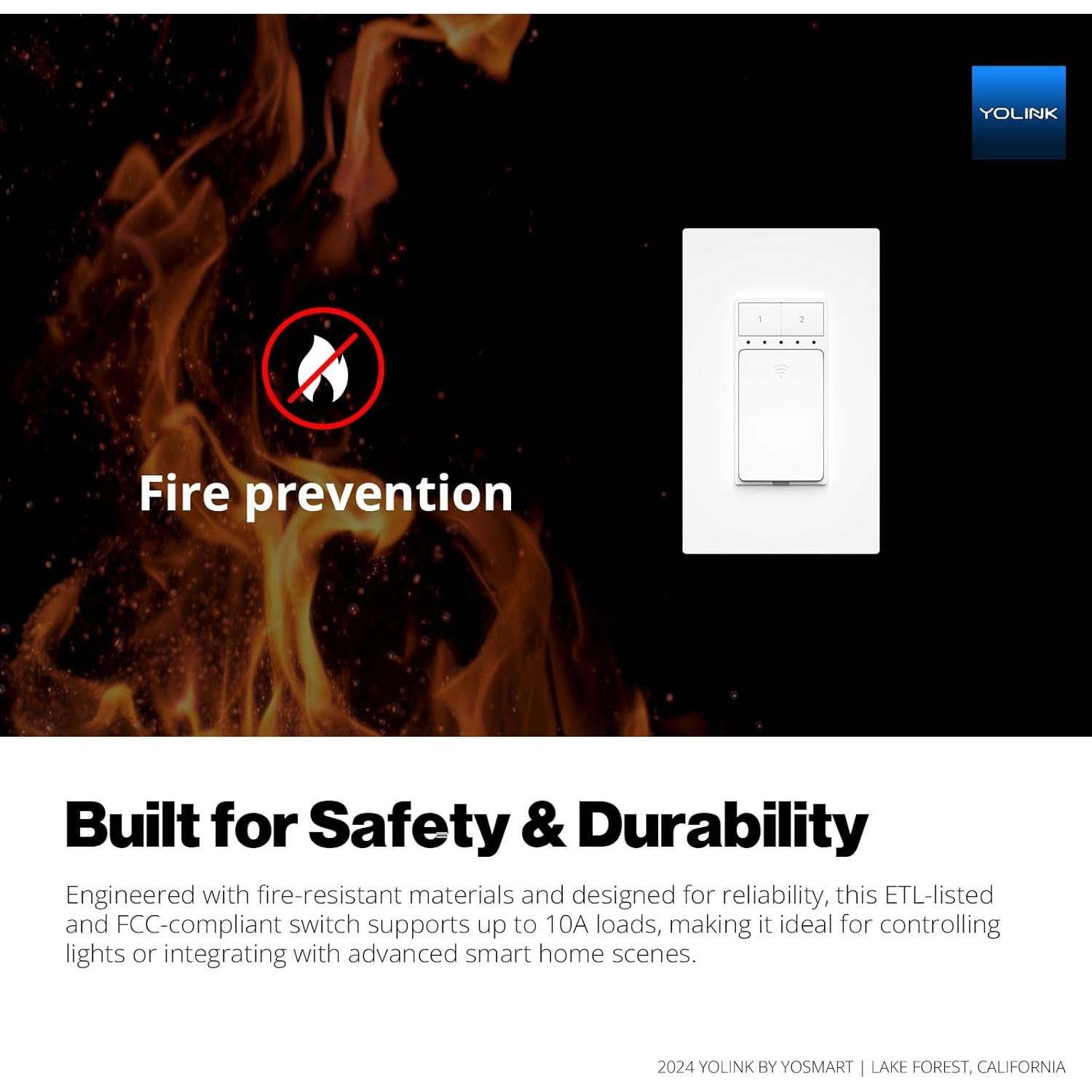Interruptor de Luz Inteligente YoLink 10A con Rango 402m