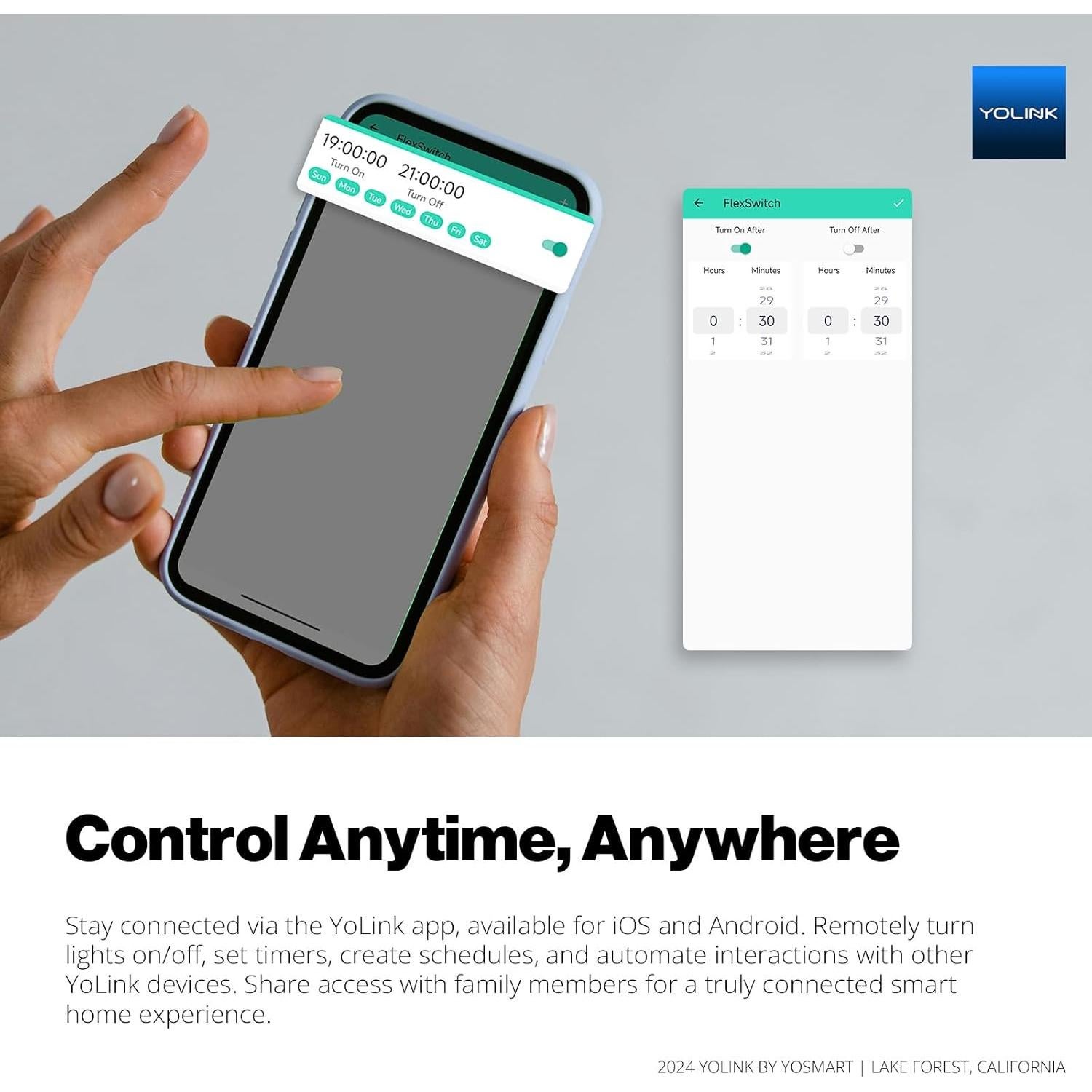 Interruptor de Luz Inteligente YoLink 10A con Rango 402m