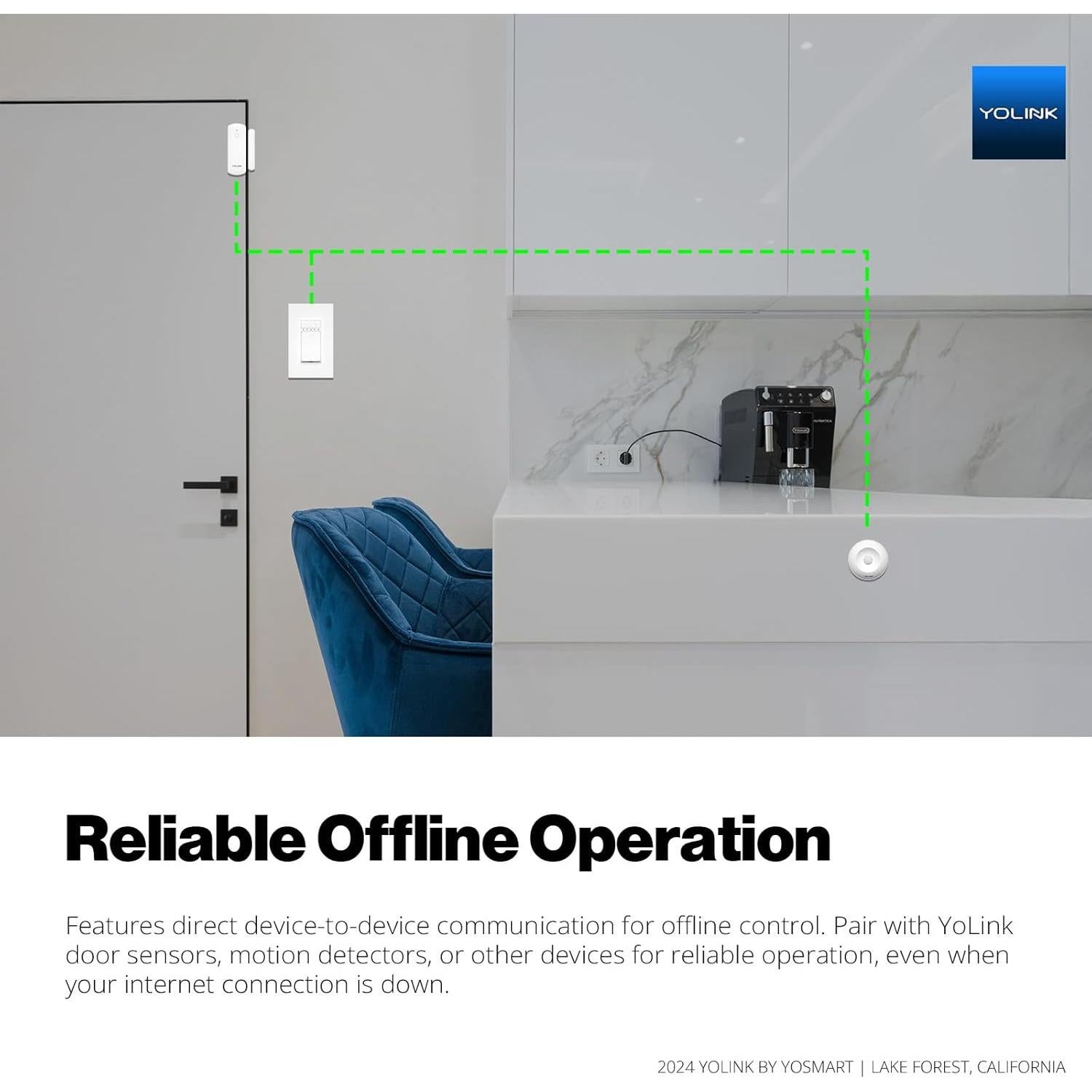 Interruptor de Luz Inteligente YoLink 10A con Rango 402m