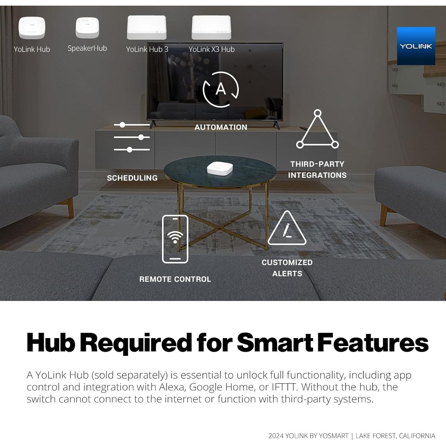 Interruptor de Luz Inteligente YoLink 10A con Rango 402m