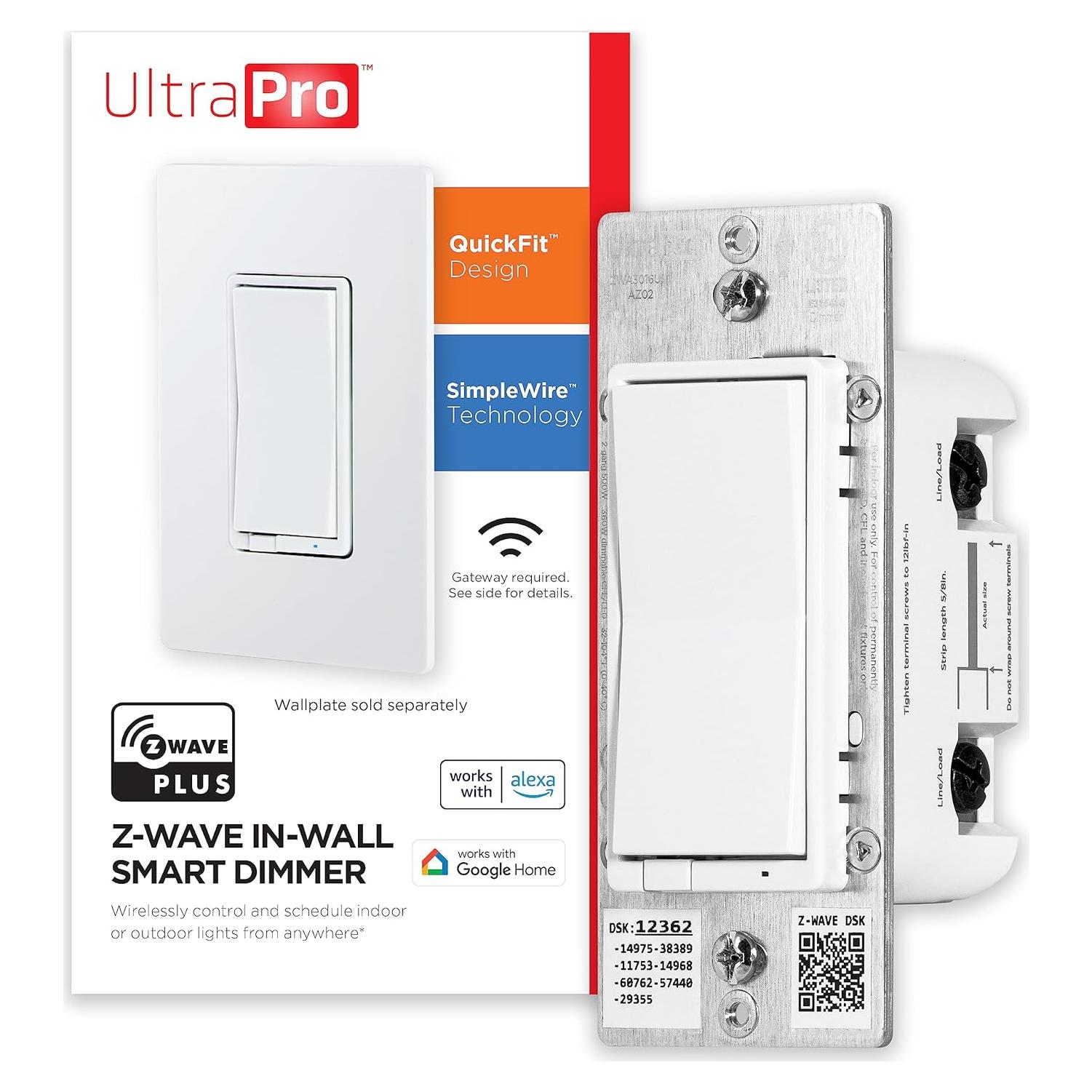 Dimmer Inteligente de Pared UltraPro Z-Wave 700, Control por Voz