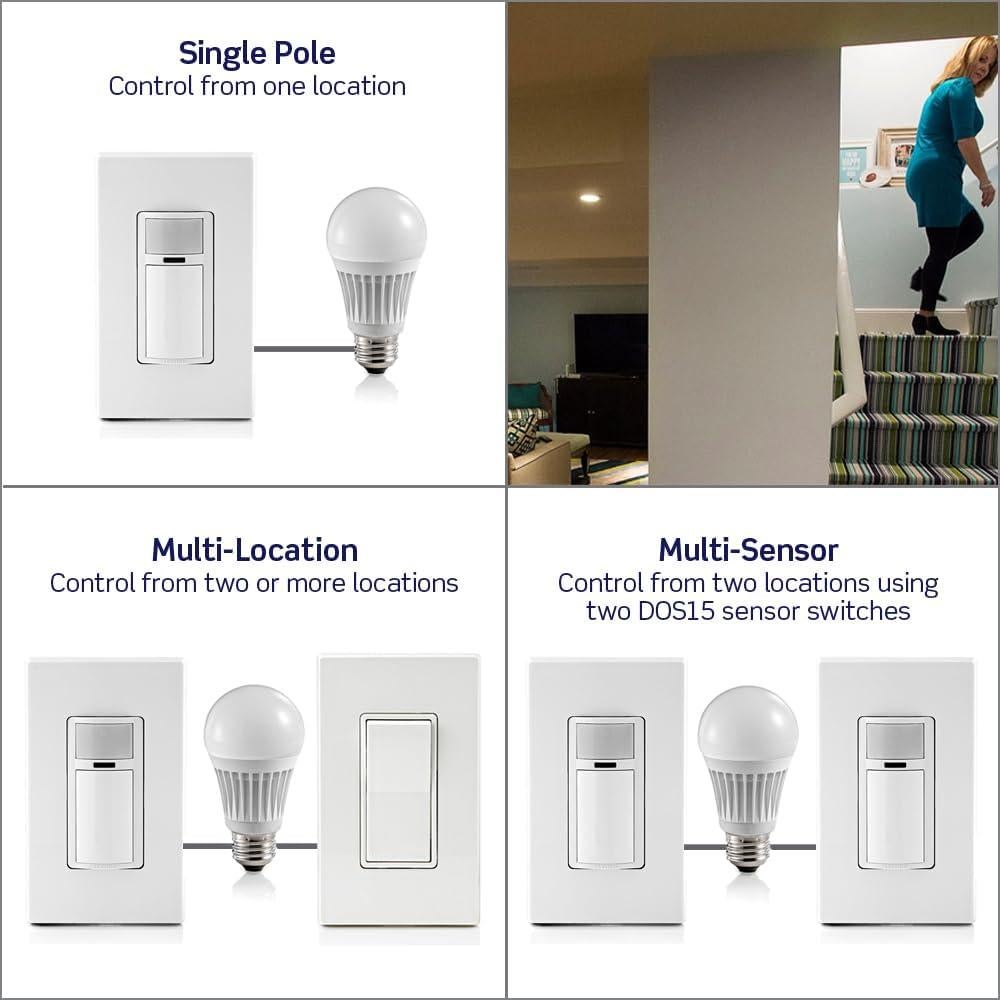 Sensor de Movimiento Leviton Decora 15A Blanco Multi-Sensor
