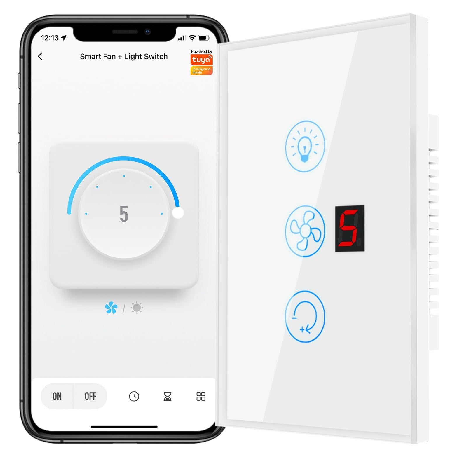 Interruptor de Luz y Ventilador Inteligente YIFAN 5 Velocidades WiFi