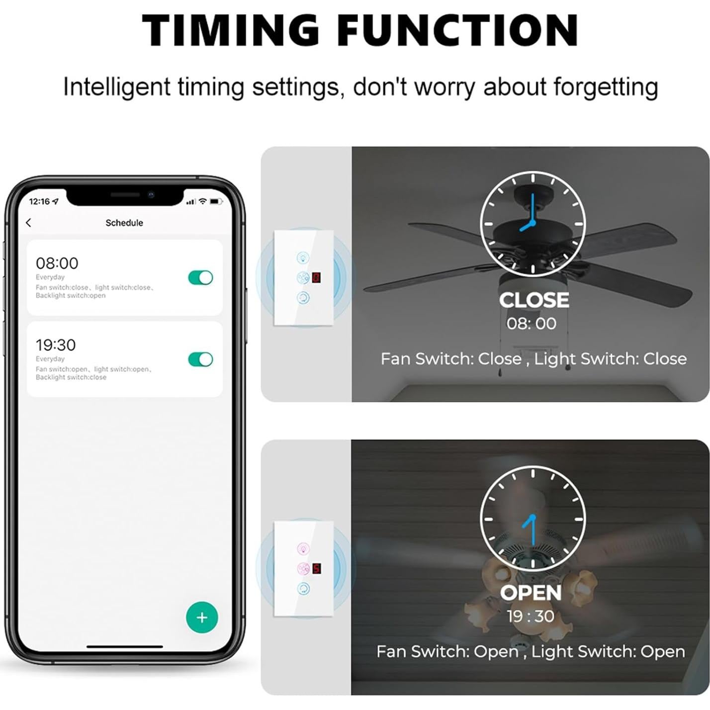 Interruptor de Luz y Ventilador Inteligente YIFAN 5 Velocidades WiFi
