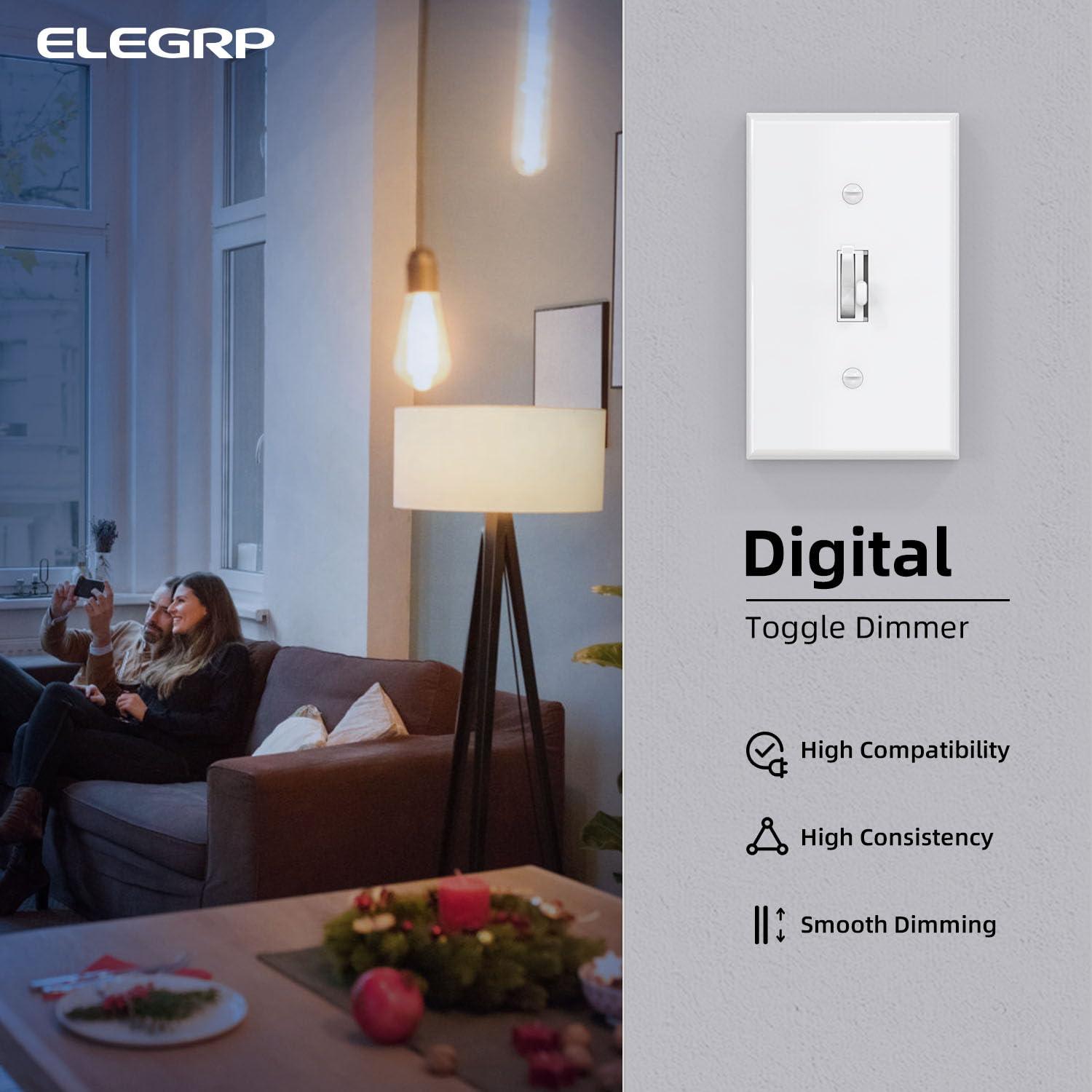 Interruptor de Atenuador Digital ELEGRP 2 Unidades Blanco