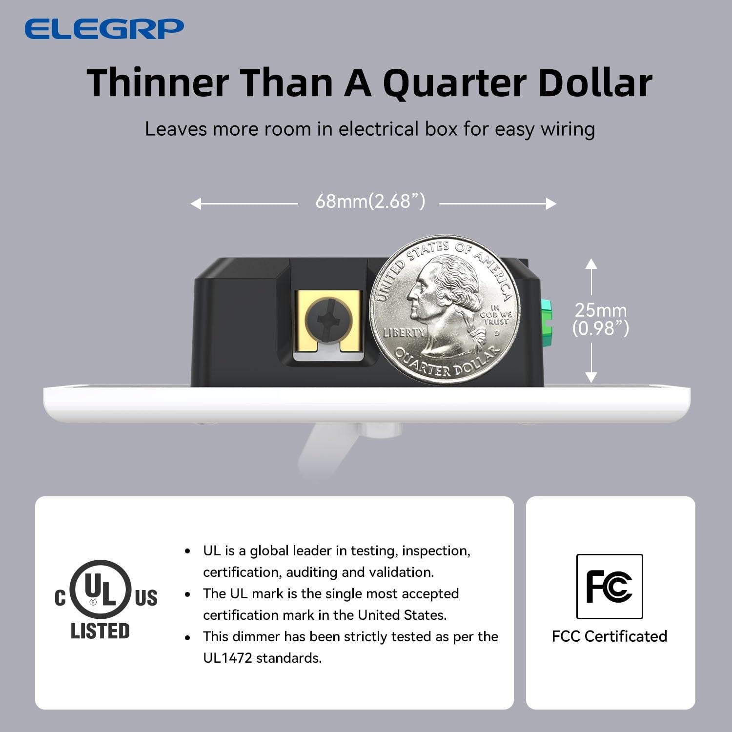 Interruptor de Atenuador Digital ELEGRP 2 Unidades Blanco