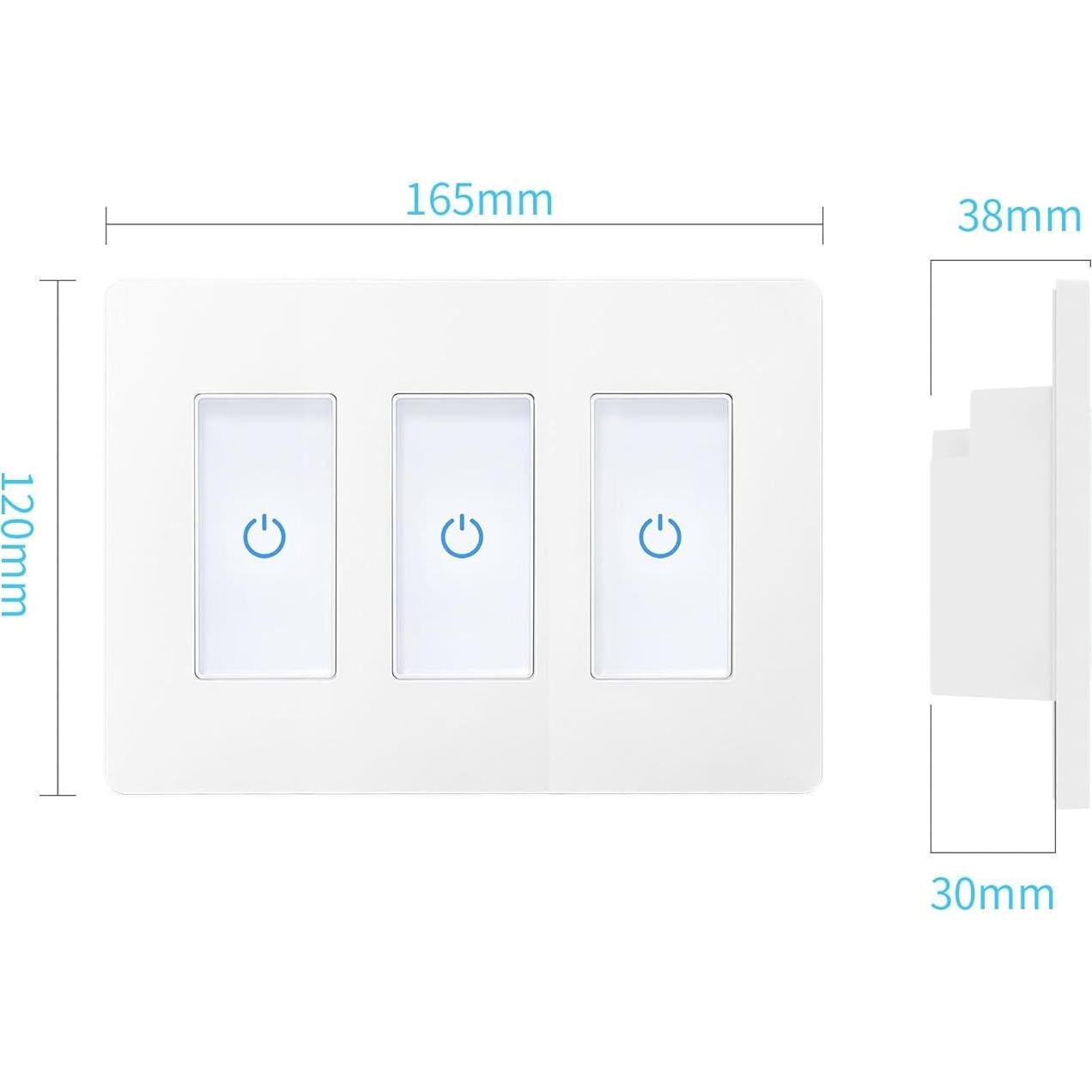 Interruptor Inteligente Milfra Touch 3 Gang WiFi Blanco