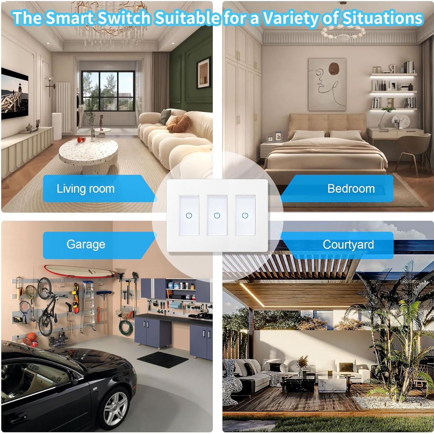 Interruptor Inteligente Milfra Touch 3 Gang WiFi Blanco