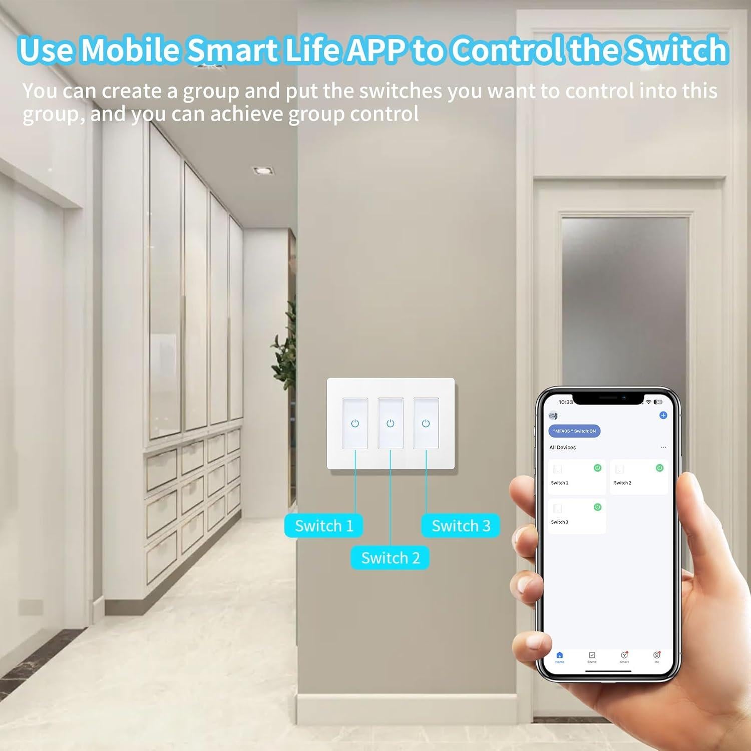 Interruptor Inteligente Milfra Touch 3 Gang WiFi Blanco