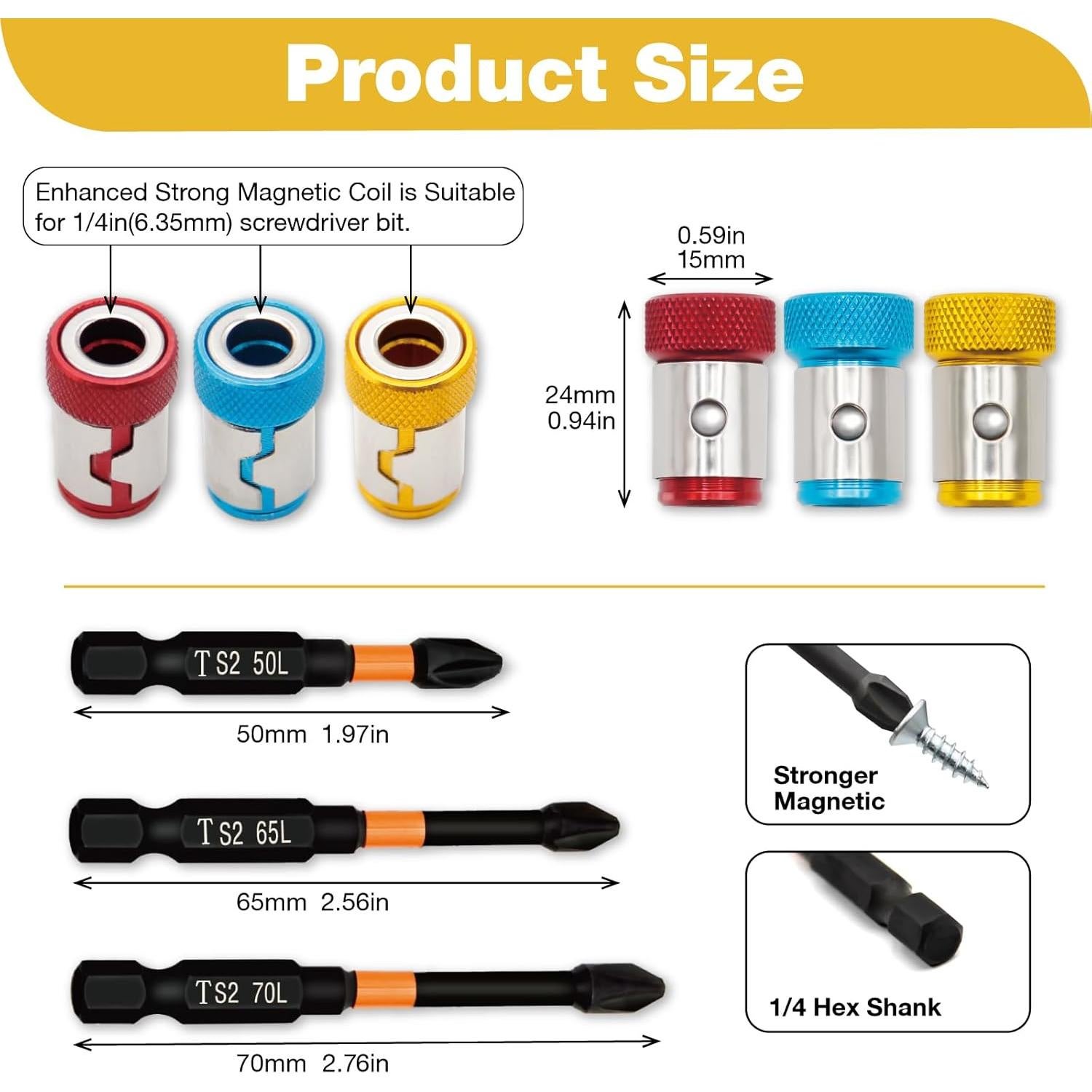 Juego de 3 Anillos Magnéticos FilwW para Tornillos 6.35mm