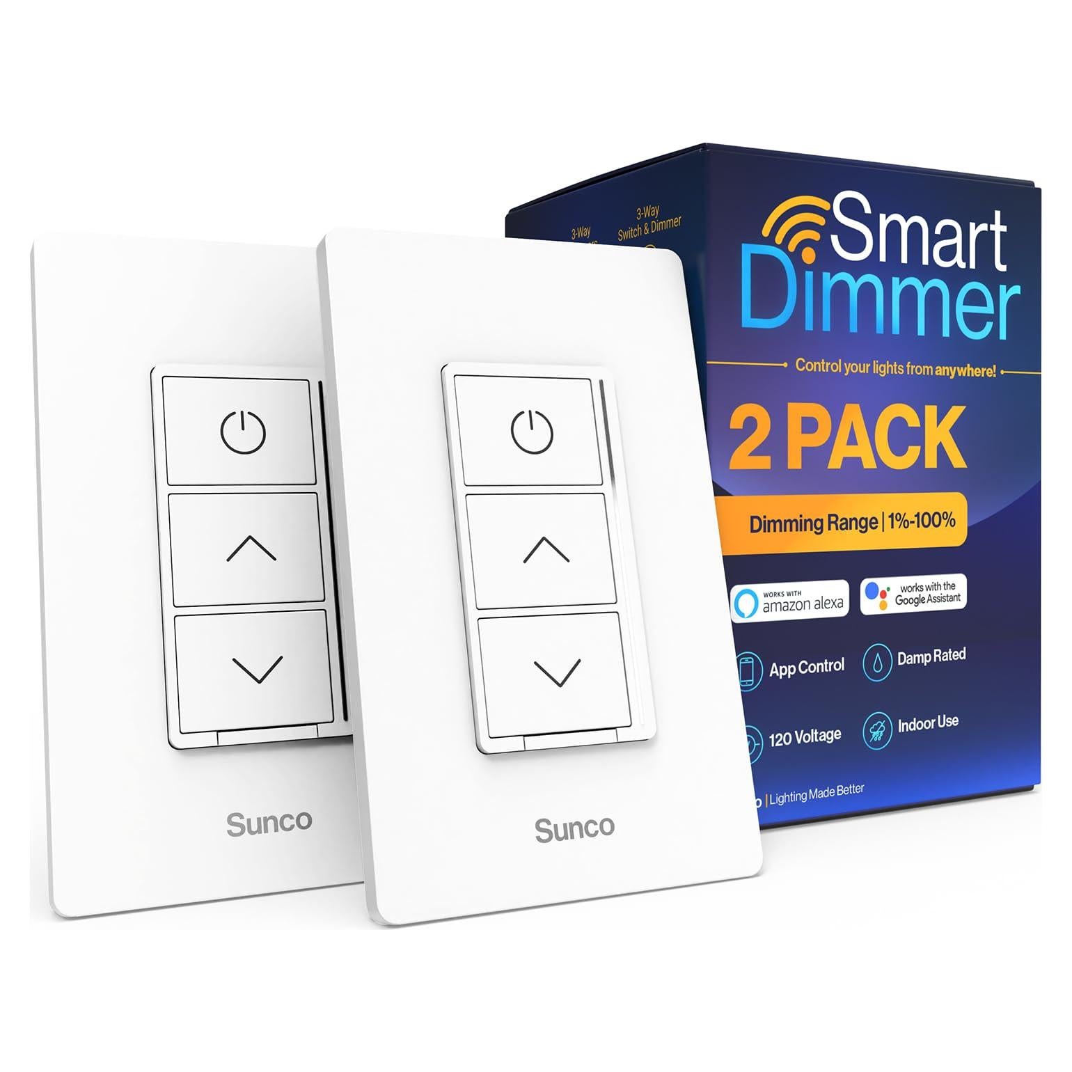 Interruptor de Atenuación Inteligente Sunco 2 Pack WiFi 80W