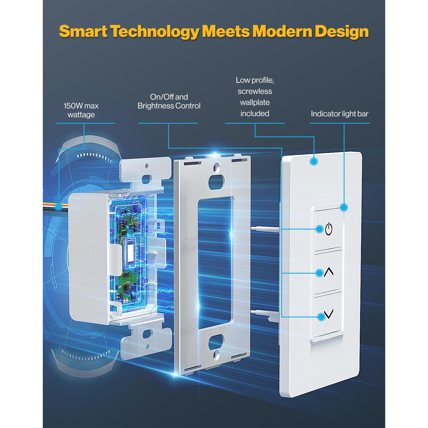 Interruptor de Atenuación Inteligente Sunco 2 Pack WiFi 80W