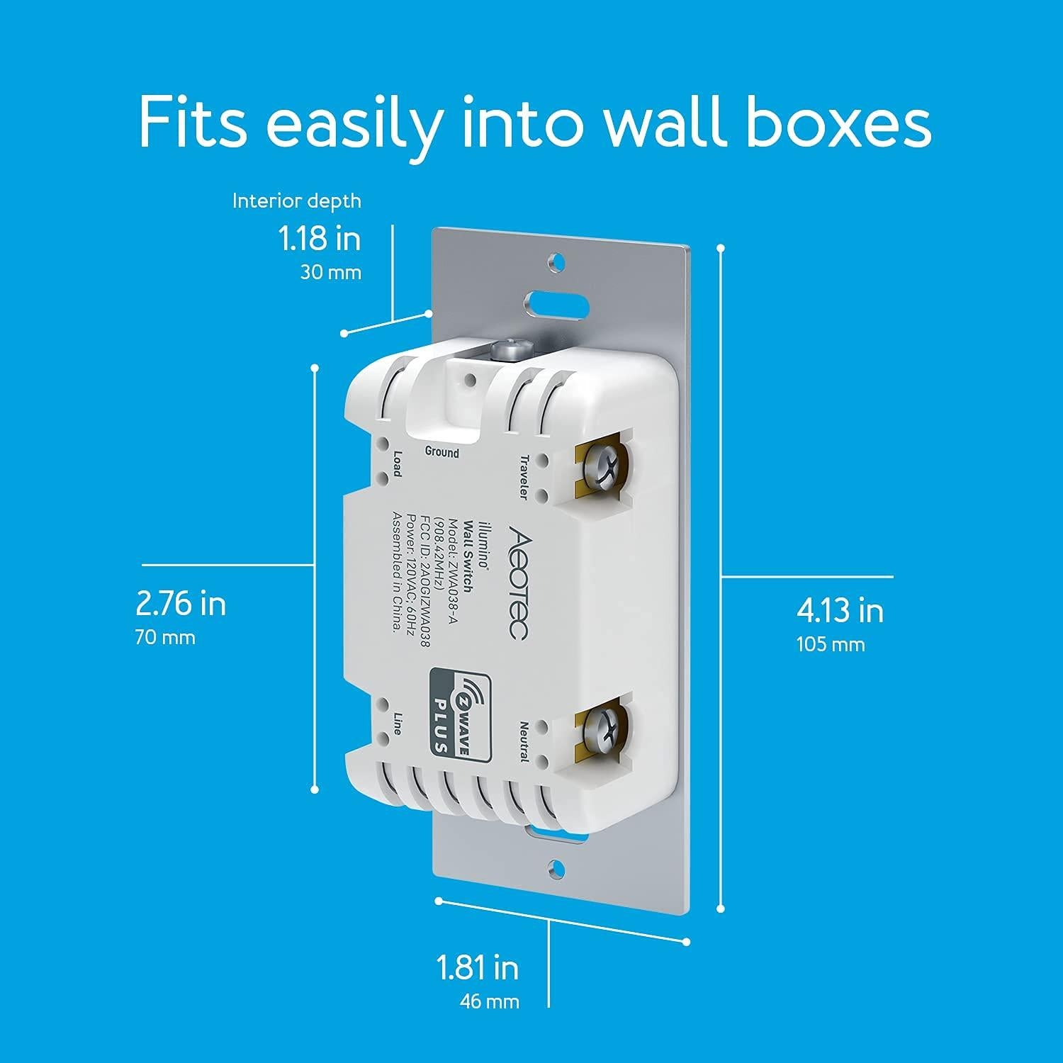 Interruptor de Pared Aeotec Z-Wave Plus Gen7 On/Off 150W