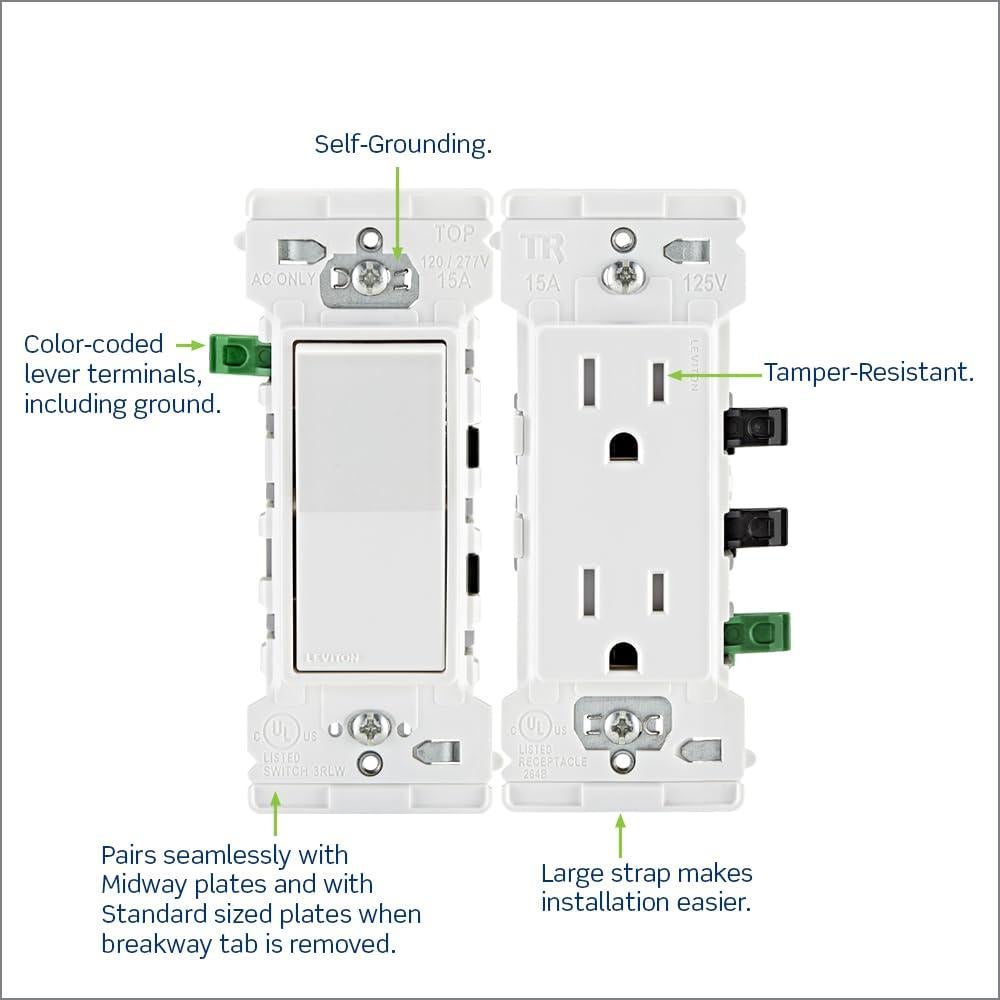 Interruptor de Palanca Leviton Edge 15A Blanco Paquete de 10