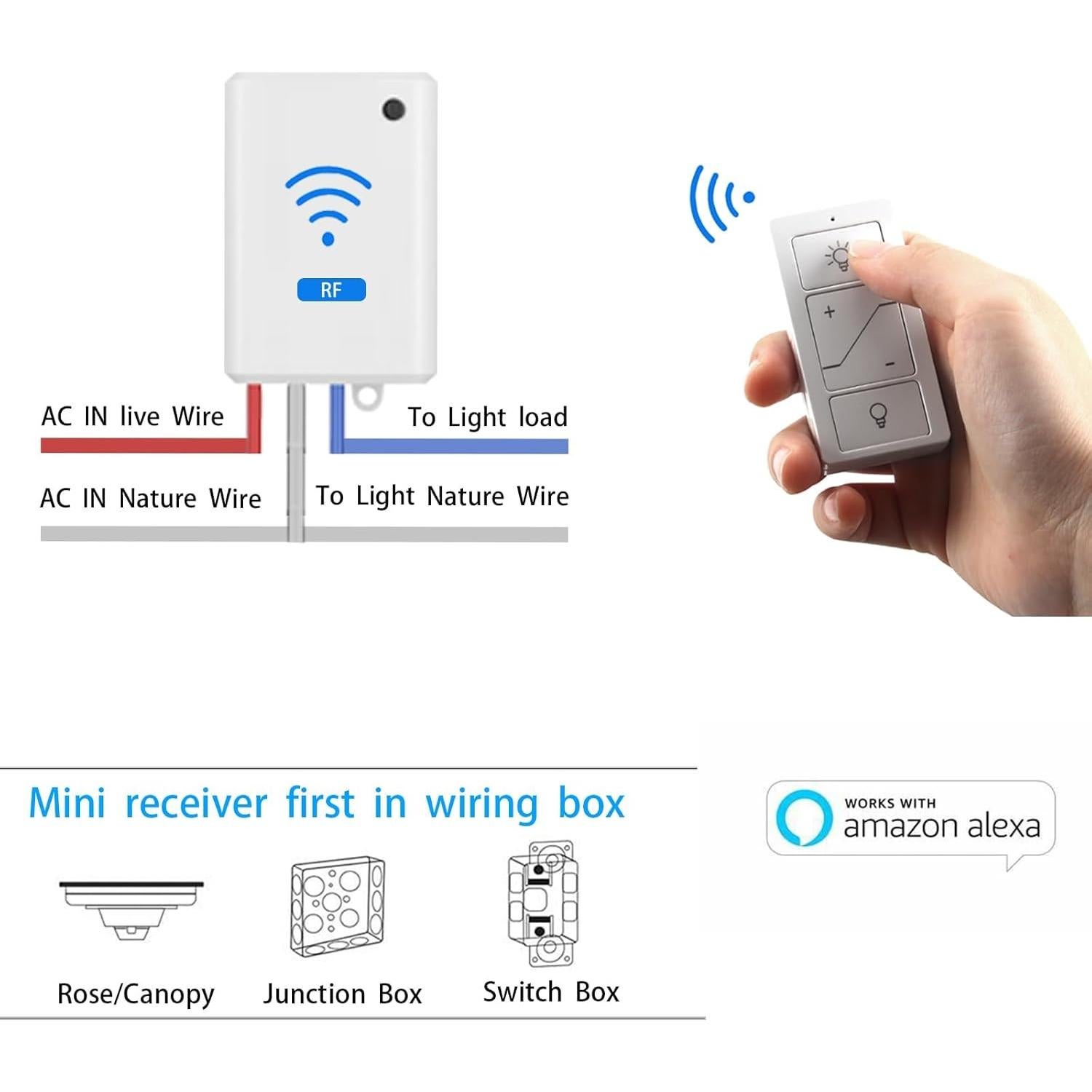 Interruptor de luz regulable Humpptom inalámbrico con control Alexa