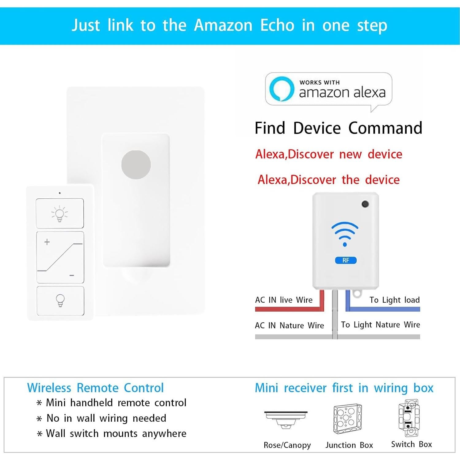 Interruptor de luz regulable Humpptom inalámbrico con control Alexa
