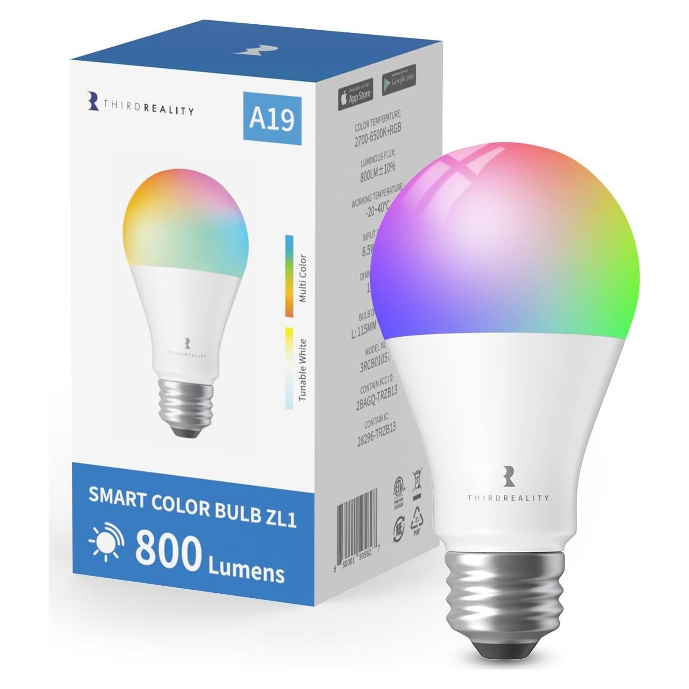 Bombilla Inteligente RGB ThirdReality ZL1 800 Lúmenes Zigbee