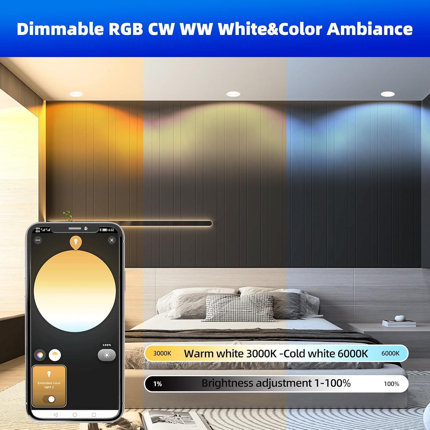 GIDERWEL Downlight LED Recesado ZigBee 10.16 cm RGBWW 4-Pack