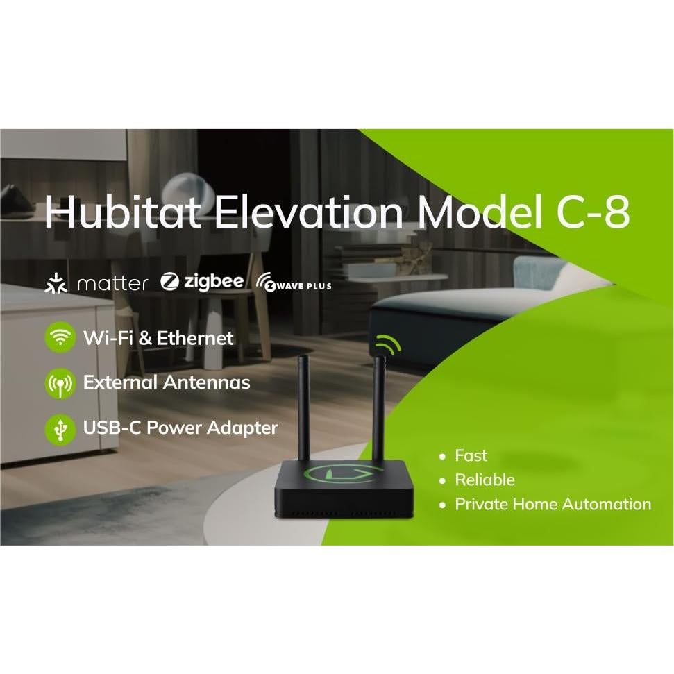 Hubitat Elevation C-8 Hub de Automatización del Hogar 120V