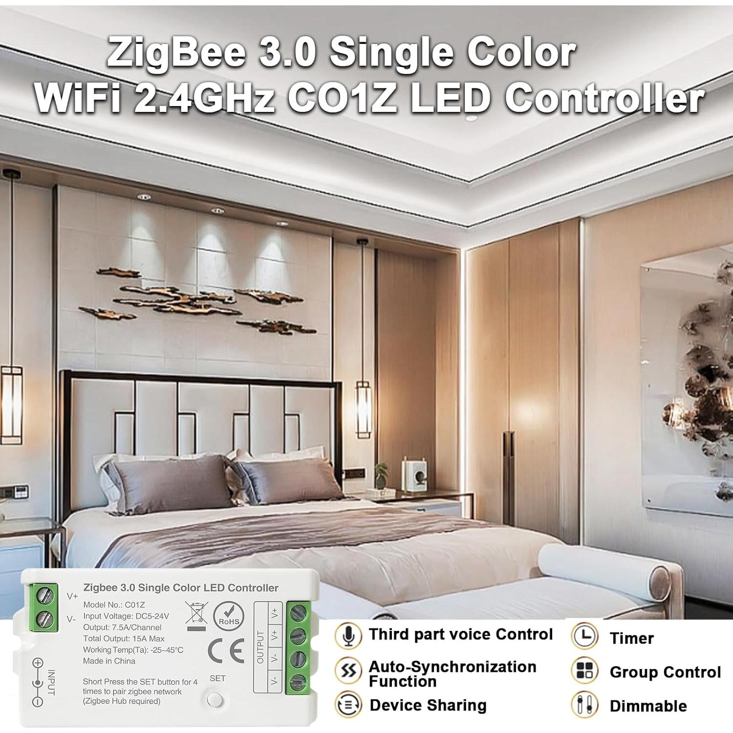 Controlador LED ZigBee 3.0 COXO C01Z PWM 5-24V Dimmer