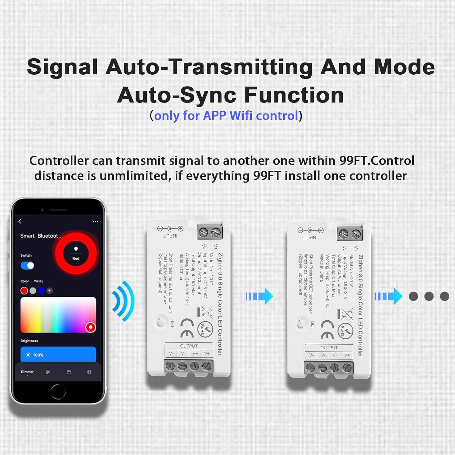 Controlador LED ZigBee 3.0 COXO C01Z PWM 5-24V Dimmer