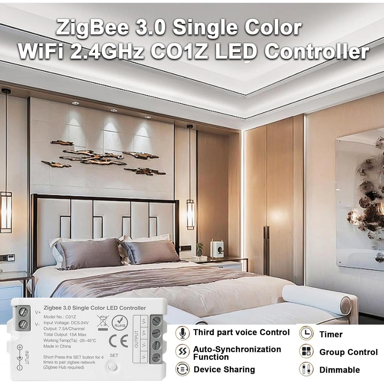 Controlador LED ZigBee 3.0 COXO C01Z PWM 5-24V Dimmer