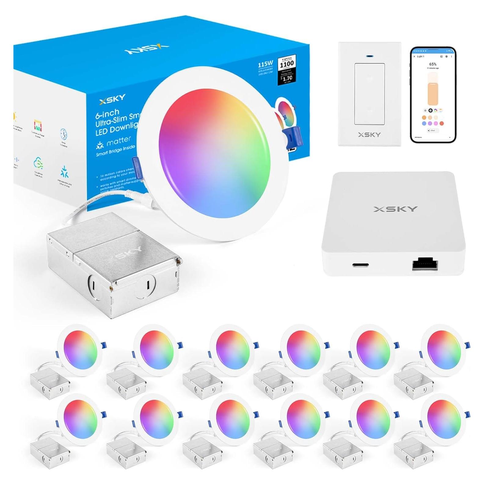 Xsky Luz Empotrada Inteligente 6" 12 Paquete Zigbee 3.0