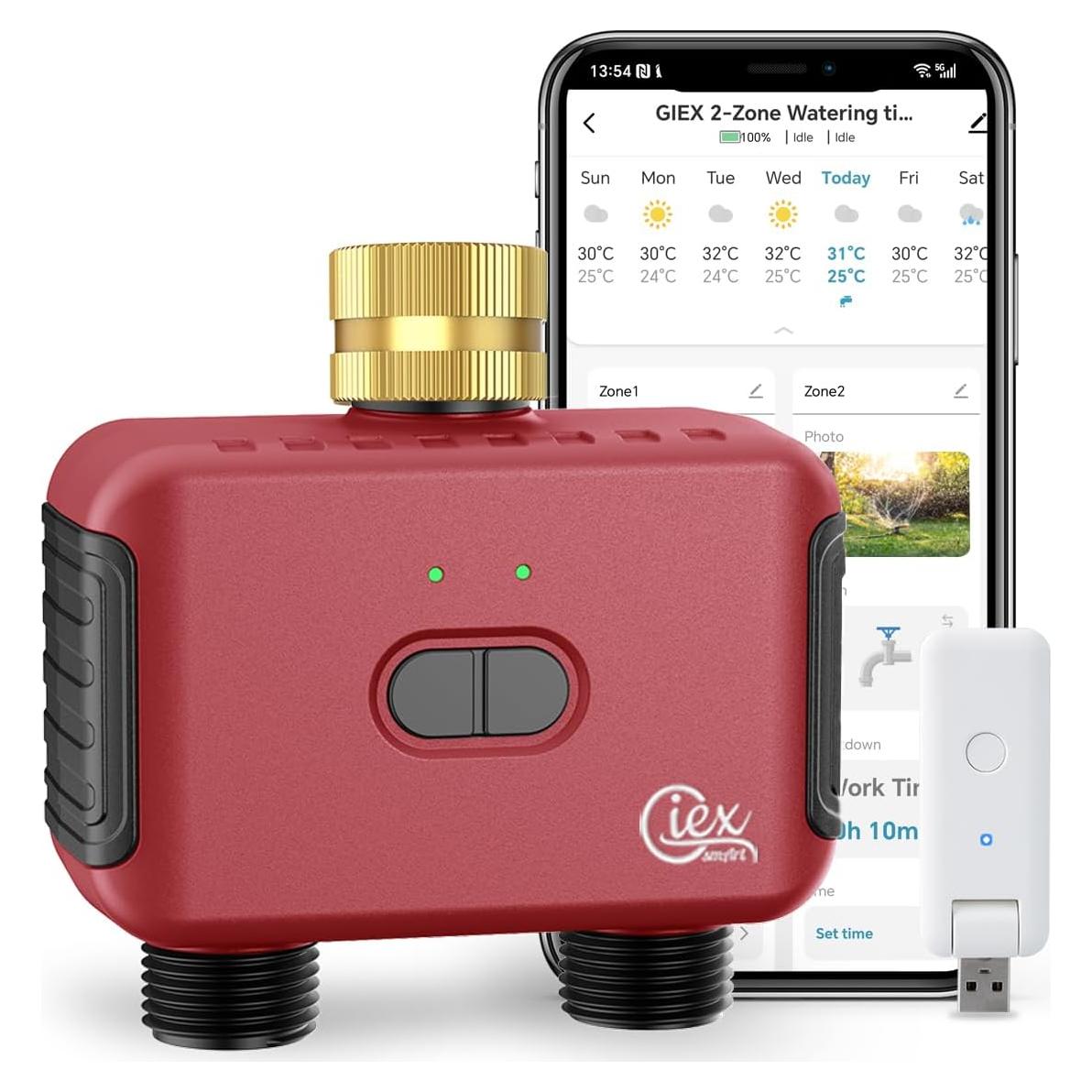 Temporizador de Riego Inteligente WiFi GIEX GX-03 Doble