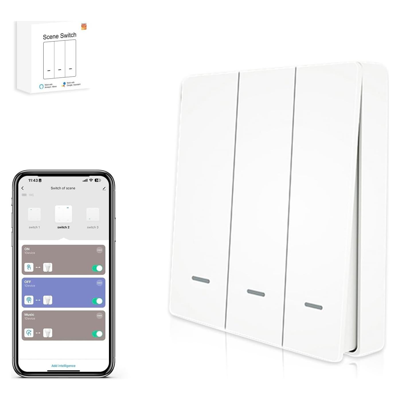Interruptor Inteligente ZigBee 3 Gang IHSENO - Control Remoto APP