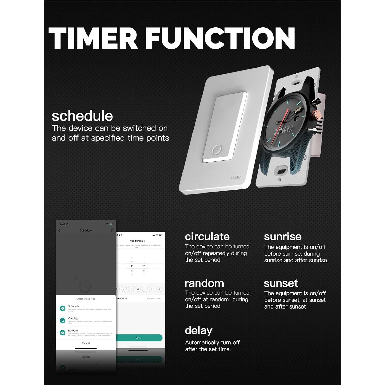 Interruptor de Luz Zigbee MOES 1 Gang 3 Vías Control Remoto