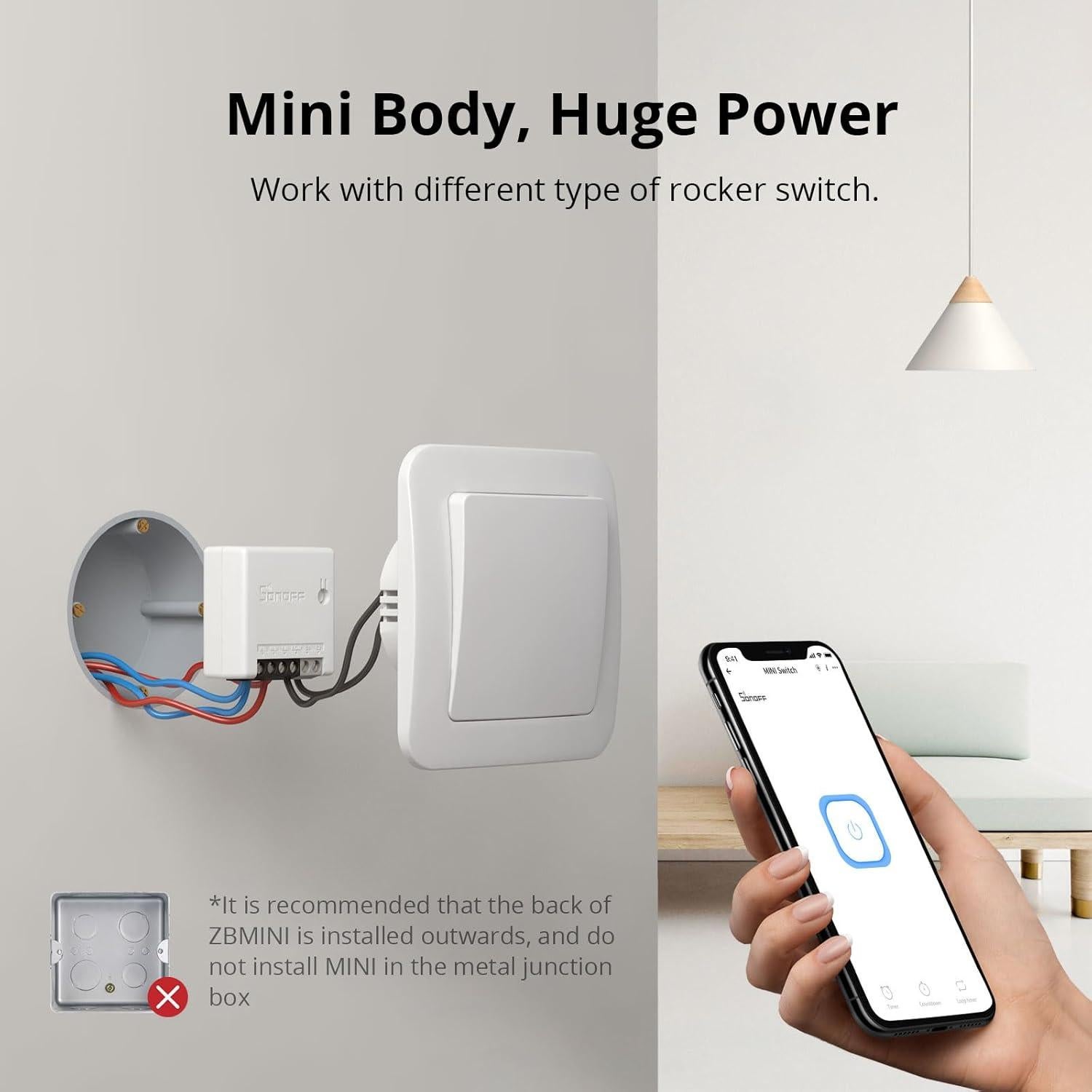 Interruptor de Luz Inteligente SONOFF ZBMINI ZigBee 2 Vías