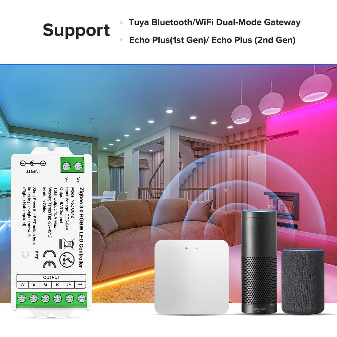 Controlador LED Zigbee RGBW BTF-LIGHTING C04Z 15A 5pin