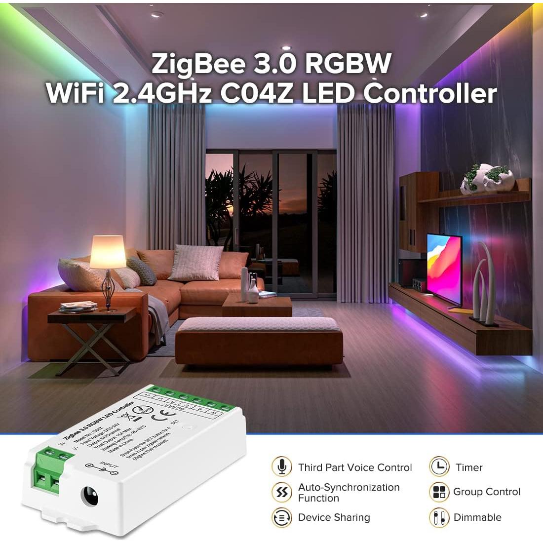 Controlador LED Zigbee RGBW BTF-LIGHTING C04Z 15A 5pin