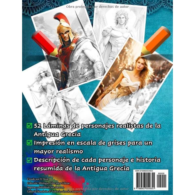 Mitología Griega Libro de Colorear para Adultos, Libro para Colorear en Escala de Grises Personajes Griegos Realistas: Libro para colorear avanzado ... Héroes de la Antigua Grecia (Spanish Edition)